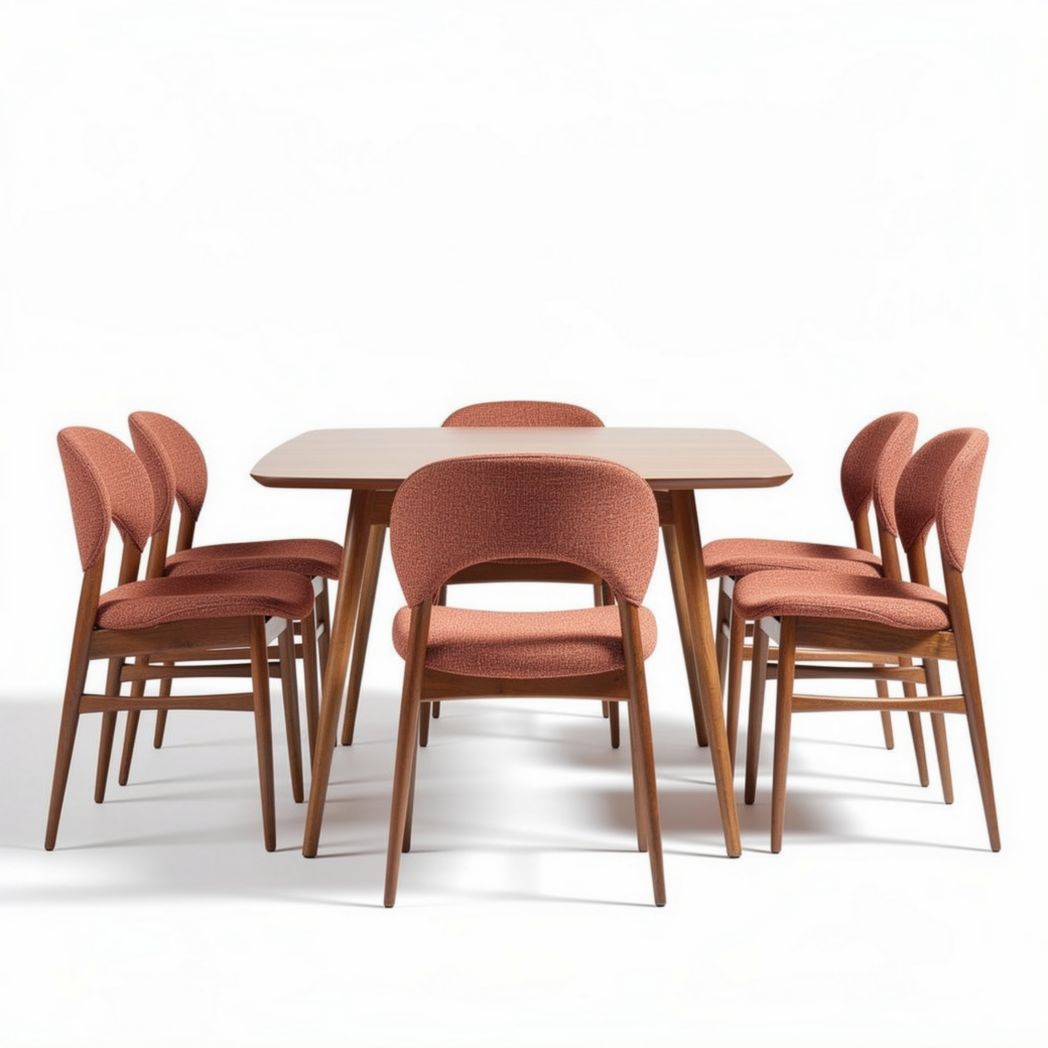 Eetset van hout en stof voor de eetkamer - 120 x 80 x 75cm