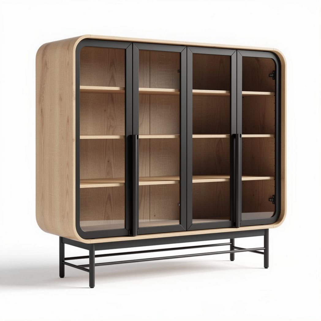 Dressoir van hout en metaal voor de eetkamer - 150 x 40 x 100cm