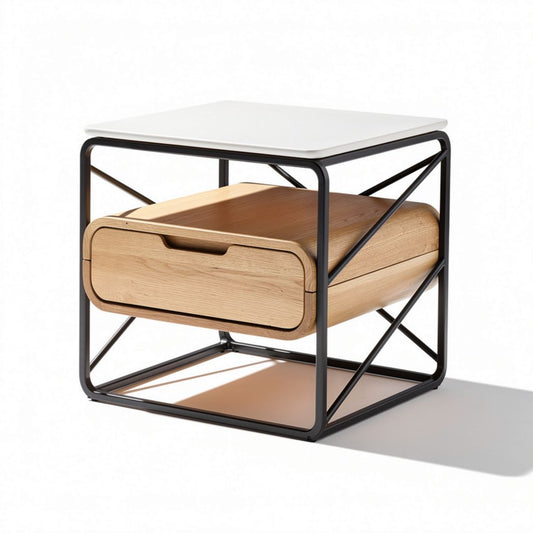 Koffietafel met lades voor de woonkamer - Hout en metaal - 60 x 50 x 45cm