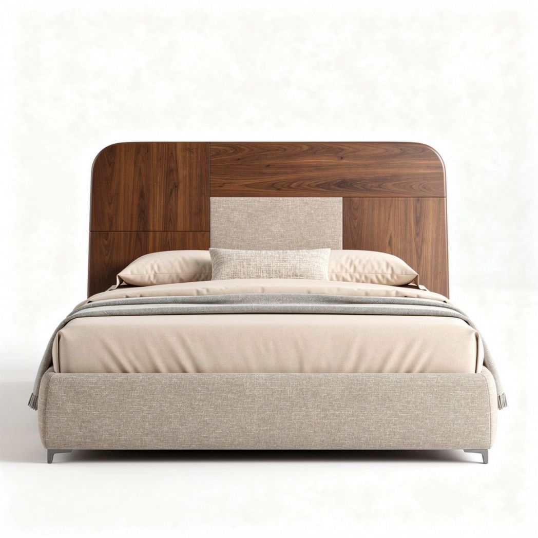 Bed van stof en hout voor de slaapkamer - 200 x 160 x 100cm
